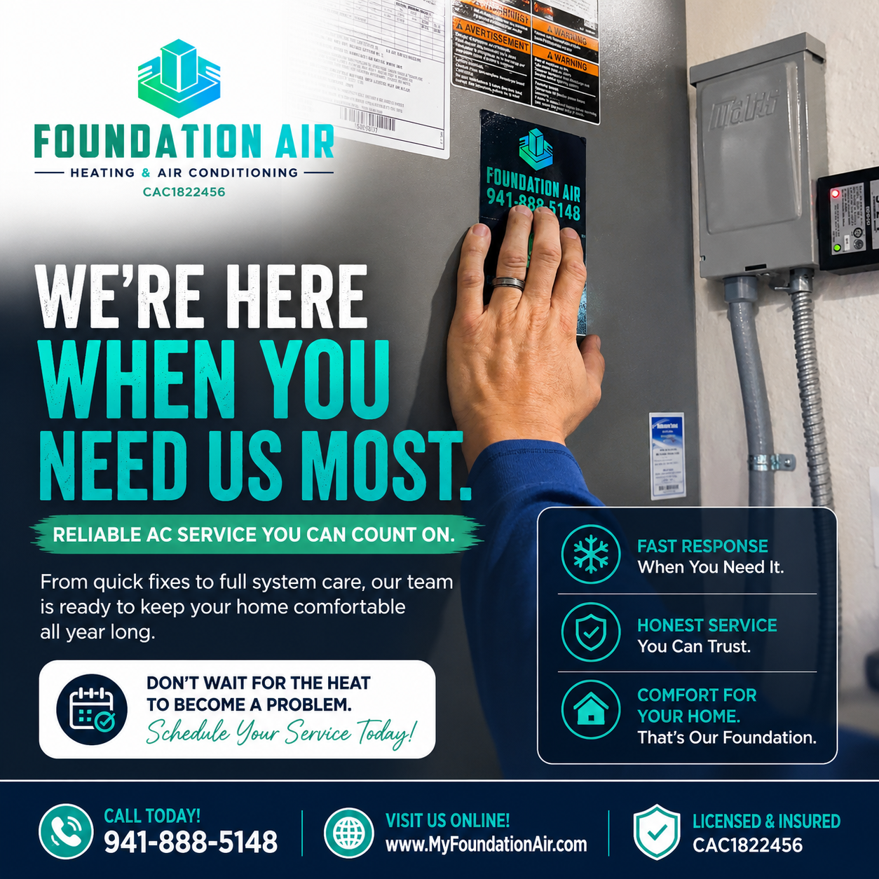 Foundation Air LLC, Central Air Conditioning Installation or Replacement in North Port, FL - photo 6
