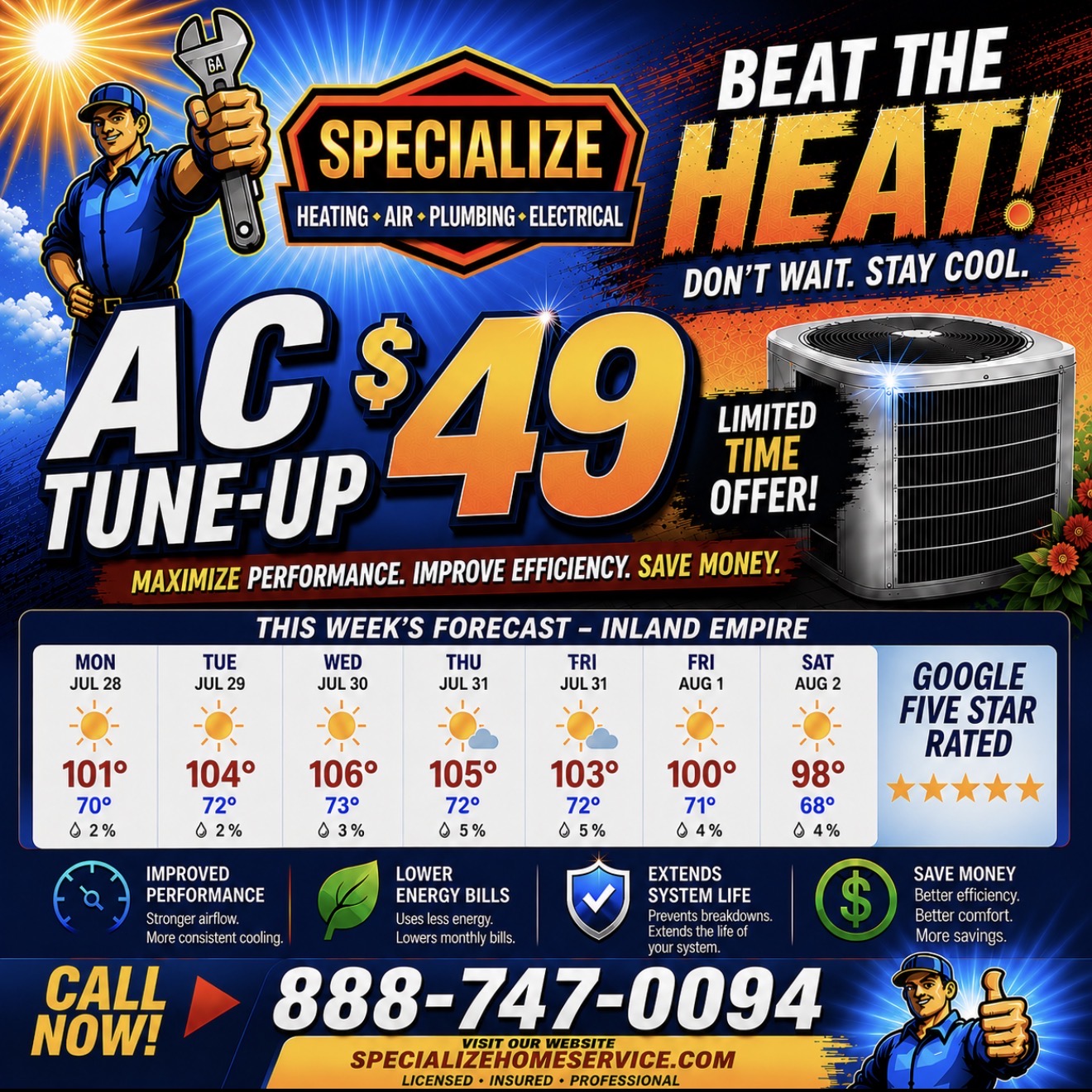 Specialize Home Service heating , Air , plumbing , Electrical Inc, Central Air Conditioning Installation or Replacement in Rancho Cucamonga, CA - photo 1