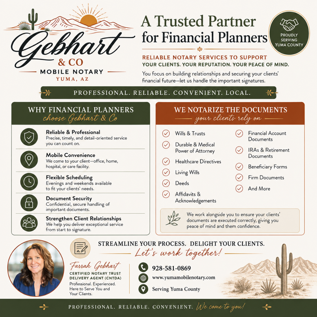 Gebhart & Co Mobile Notary, Mobile Notary in Yuma, AZ - photo 2
